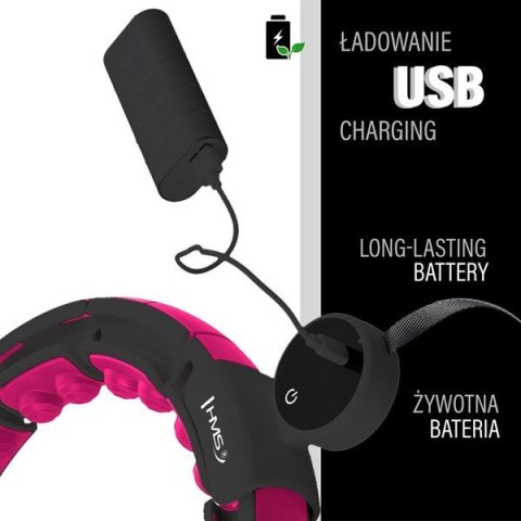 HHM16 HULA HOP BLACK/PINK Z MAGNESAMI I OBCIĄŻNIKIEM + LICZNIK HMS