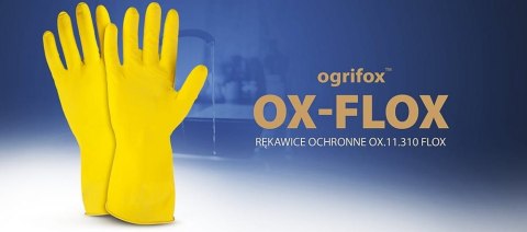 Rękawice ochronne gumowe flokowane / Żółte / OX-FLOX - 100 Par (8 - M)