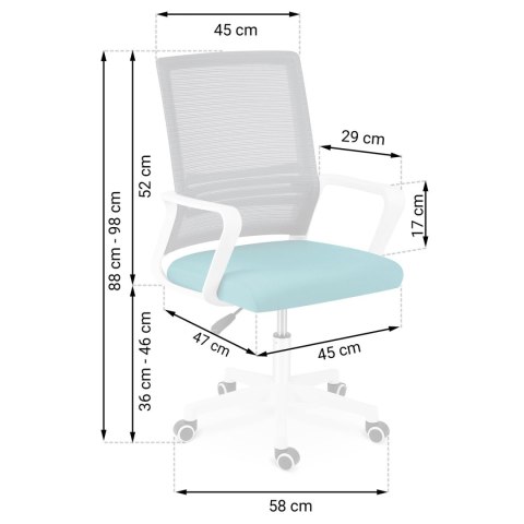 Fotel biurowy z mikrosiatki Sofotel Corta szaro-turkusowy