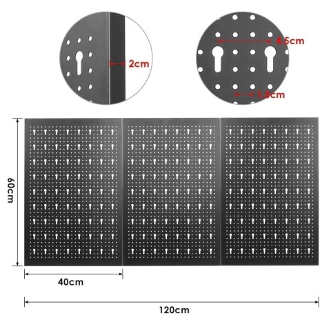 Ścianka narzędziowa warsztatowa 120x60 cm z uchwytami stalowa do garażu