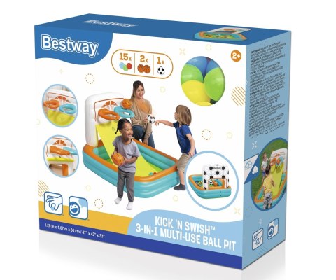 Bestway 52728 Basen dmuchany wielofunkcyjny z piłeczkami Koszykówka Piłeczki i Piłka nożna 1.20m x 1