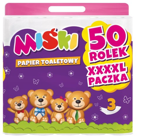 Papier toaletowy 50R MIŚKI 3W - 150 Rolek