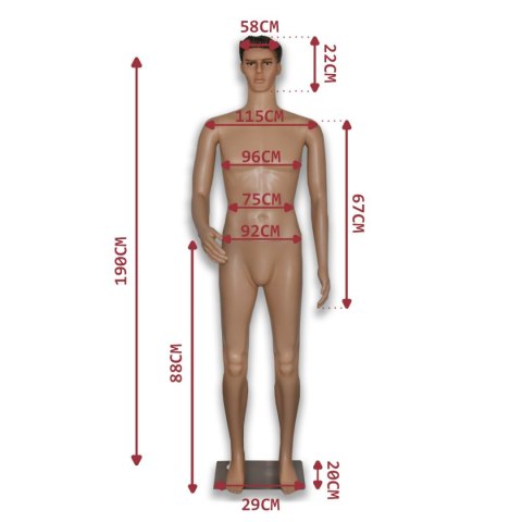 Manekin Męski Pełnopostaciowy 190CM Polietylen Realistyczny Do Sklepu 190cm