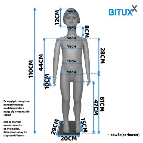 Manekin Wystawowy Dziewczynka 110CM Sklepowy Pełnopostaciowy Dziecięcy