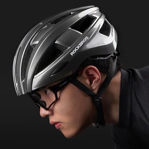 Kask rowerowy MTB z wbudowanymi diodami LED USB czerwone światło szary