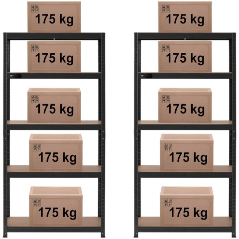 Regał magazynowy metalowy 5 półek 875 kg 90 x 40 x 180 cm szaroniebieski 2 szt.