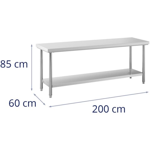 Stół roboczy gastronomiczny centralny z półką STAL 200 x 60 cm