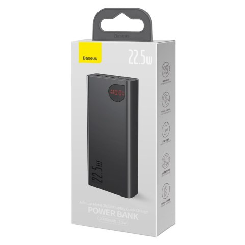 Adaman powerbank z szybkim ładowaniem 20000mAh 22.5W kabel USB-C 0.3m czarny