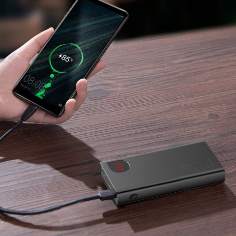 Adaman powerbank z szybkim ładowaniem 20000mAh 22.5W kabel USB-C 0.3m czarny