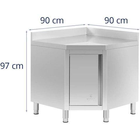 Szafa narożna gastronomiczna z rantem STAL 90 x 90 cm