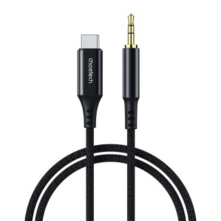 Kabel przewód audio AUX USB-C - mini jack 3.5mm 1m - czarny