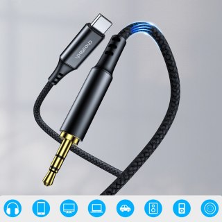 Kabel przewód audio AUX USB-C - mini jack 3.5mm 1m - czarny