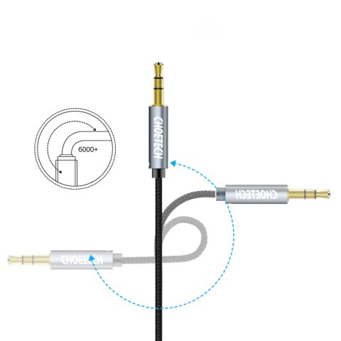 Kabel przewód audio AUX do głośnika 2x mini jack 3.5mm męski 1.2m - czarny