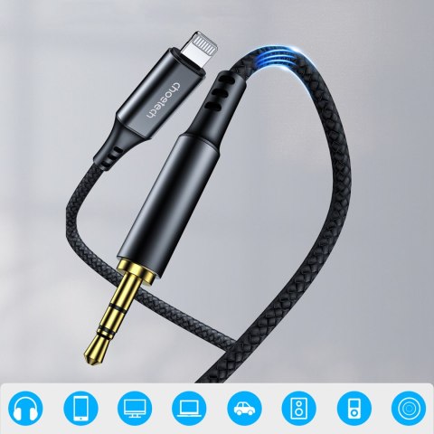 Kabel przewód audio AUX iPhone Lighting - mini jack 3.5mm 1 m - czarny