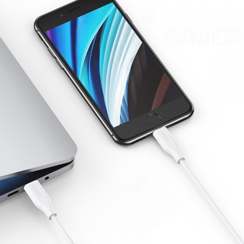 Kabel przewód do iPhone USB-C - Lightning MFi PD 30W 1.2m - biały