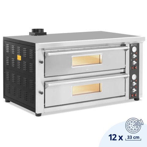 Piec do pizzy podwójny z szamotem na 12 pizz śr. 33 cm 400 V 13200 W