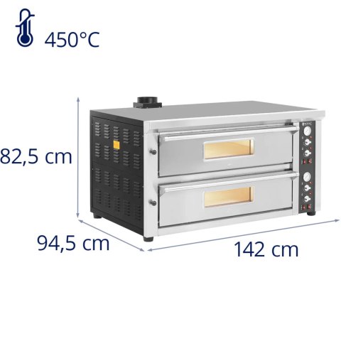 Piec do pizzy podwójny z szamotem na 12 pizz śr. 33 cm 400 V 13200 W