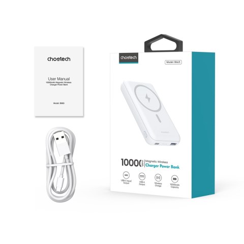 Powerbank 10000 mAh 20W MagSafe USB-A USB-C funkcja podstawki - biały