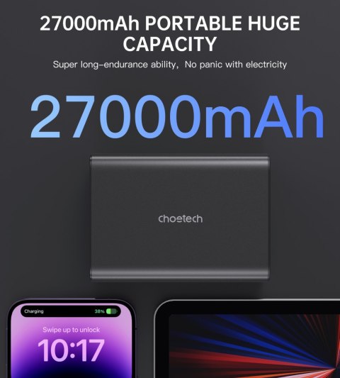 Powerbank stacja zasilania 27000 mAh 2x USB-A 2x USB-C 100W - czarny