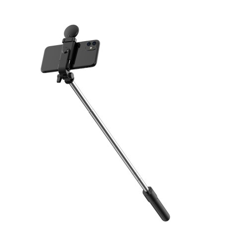 Selfie stick teleskopowy z pilotem + lamkpa LED stojak tripod na telefon 1m - czarny