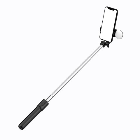 Selfie stick teleskopowy z pilotem + lampka LED stojak tripod na telefon 0.71m - czarny