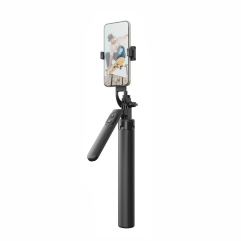 Selfie stick teleskopowy z pilotem statyw na telefon 1.75m aluminium - czarny