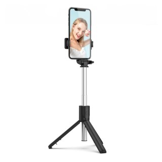 Selfie stick teleskopowy z pilotem stojak tripod na telefon 0.7m - czarny