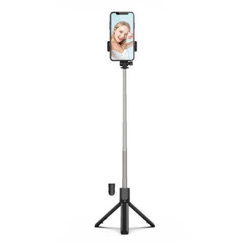 Selfie stick teleskopowy z pilotem stojak tripod na telefon 0.7m - czarny