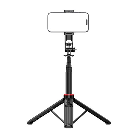 Selfie stick teleskopowy z pilotem stojak tripod na telefon 1.3m aluminium - czarny