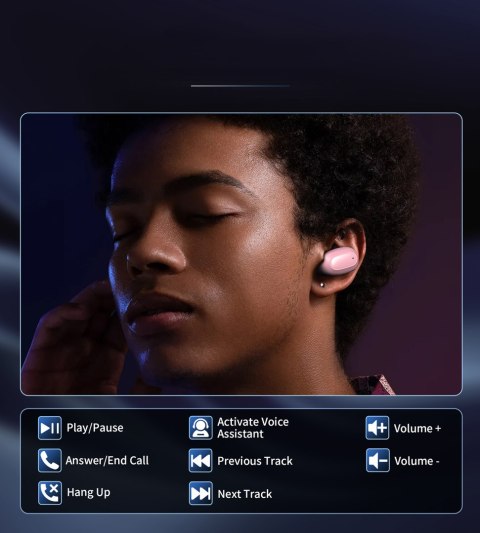 Słuchawki dokanałowe MEMS bezprzewodowe TWS Bluetooth 5.3 - różowe