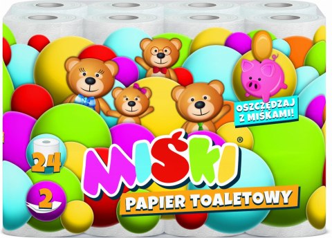 Papier toaletowy 24R MIŚKI 2W MIX - 144 Rolki