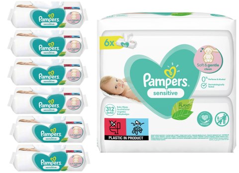 PAMPERS Chusteczki Nawilżane Sensitive 6 x 52 szt.