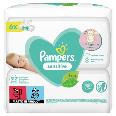 PAMPERS Chusteczki Nawilżane Sensitive 6 x 52 szt.