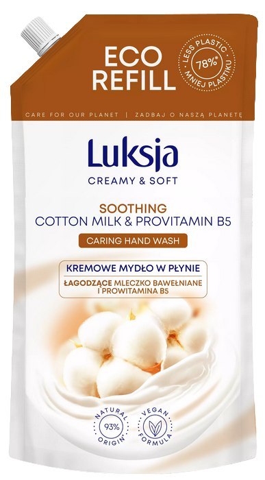 LUKSJA Kremowe Mydło W Płynie Mleczko Bawełniane i Prowitamina B5 900 ml