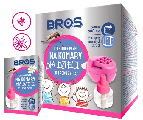 Zestaw BROS - elektro + 2x płyn na komary dla dzieci od 1 roku życia - 60 nocy