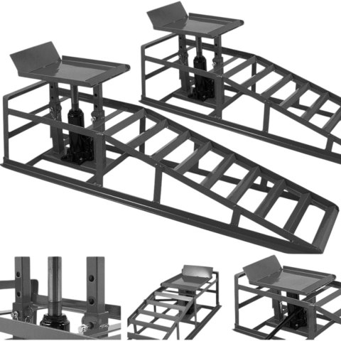 Rampy najazdowe hydrauliczne grafitowe 2 szt. 4-stopniowa regulacja 2000 kg