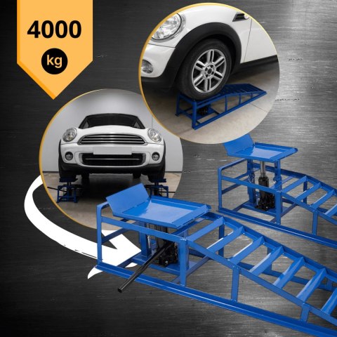 Rampy najazdowe z podnośnikiem hydraulicznym 2x2000 kg stalowe regulowane