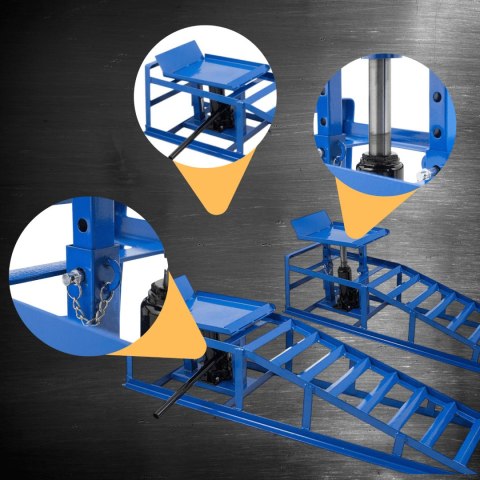 Rampy najazdowe z podnośnikiem hydraulicznym 2x2000 kg stalowe regulowane