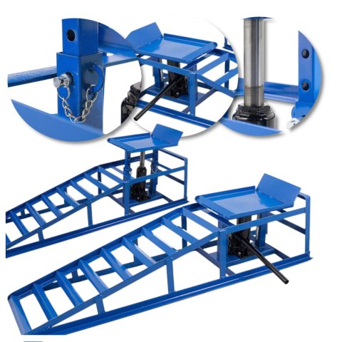 Rampy najazdowe z podnośnikiem hydraulicznym 2x2000 kg stalowe regulowane