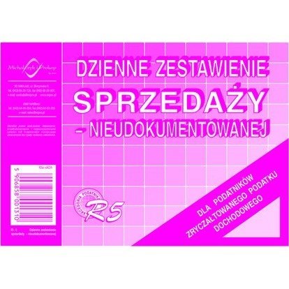 DZIENNE ZESTAWIENIE SPRZEDAŻY (NIEUDOKUMENTOWANEJ). (OFFSET) MICHALCZYK I PROKOP A6