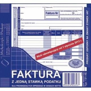 FAKTURA NETTO (1 STAWKA VAT) 2/3 A5 (O+1K)