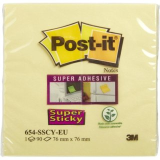 Karteczki Post-it Super Sticky 76x76mm (654-6SSCY) żółte (90)