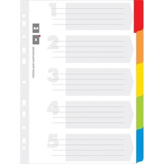 PRZEKŁADKI KARTONOWE 1 - 5 A4 Z LAMINOWANYMI INDEKSAMI