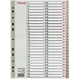 PRZEKŁADKI 1-54 PLASTIKOWE ESSELTE PP A4 NUMERYCZNE SZARE