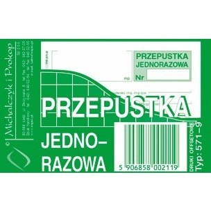 PRZEPUSTKA JEDNORAZOWA (OFFSET) MICHALCZYK I PROKOP A7