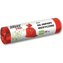 WORKI NA ODPADY MEDYCZNE 120 L LDPE CZERWONE (20)