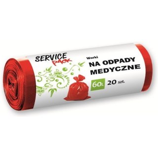 WORKI NA ODPADY MEDYCZNE 60 L LDPE CZERWONE (20)