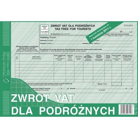 ZWROT VAT DLA PODRÓŻNYCH (OFFSET) MICHALCZYK I PROKOP A4