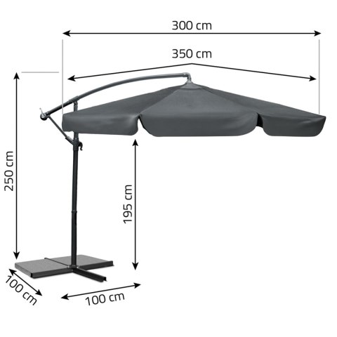 Parasol ogrodowy składany 6 segmentowy 350 cm z pokrowcem Plonos PL-880