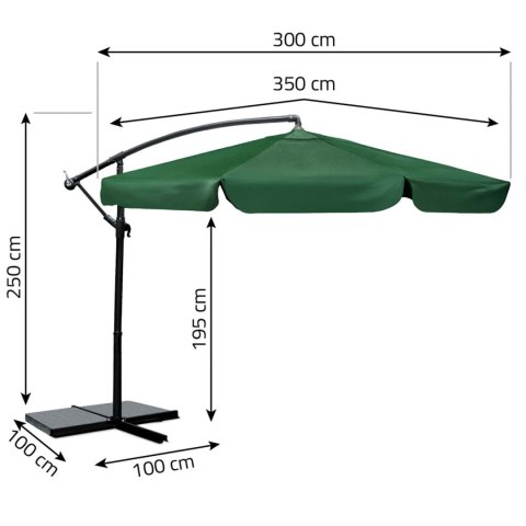 Parasol ogrodowy składany 6 segmentowy 350 cm z pokrowcem Plonos PL-880